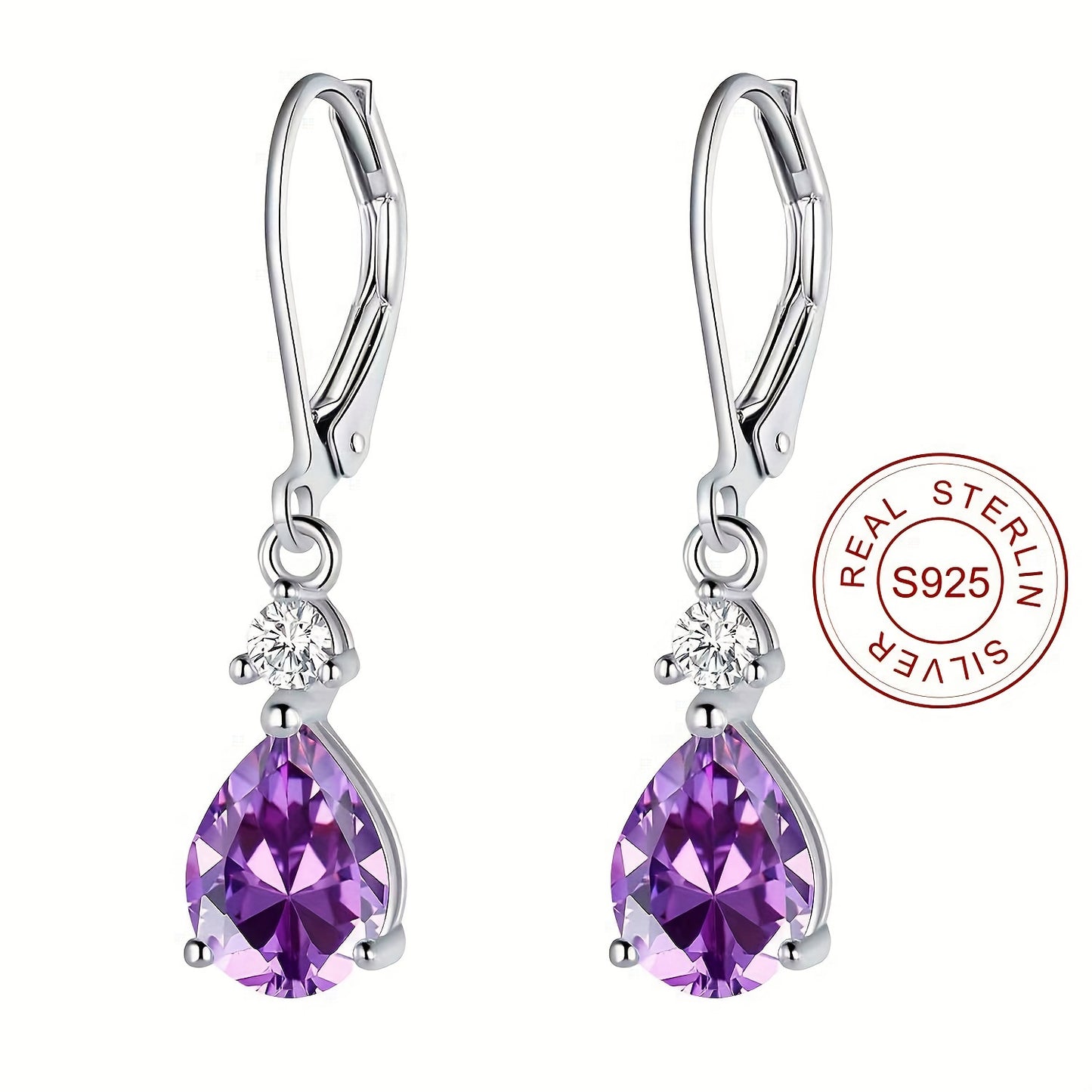 Luxurious Amethyst Teardrop Earrings Sterling Silver