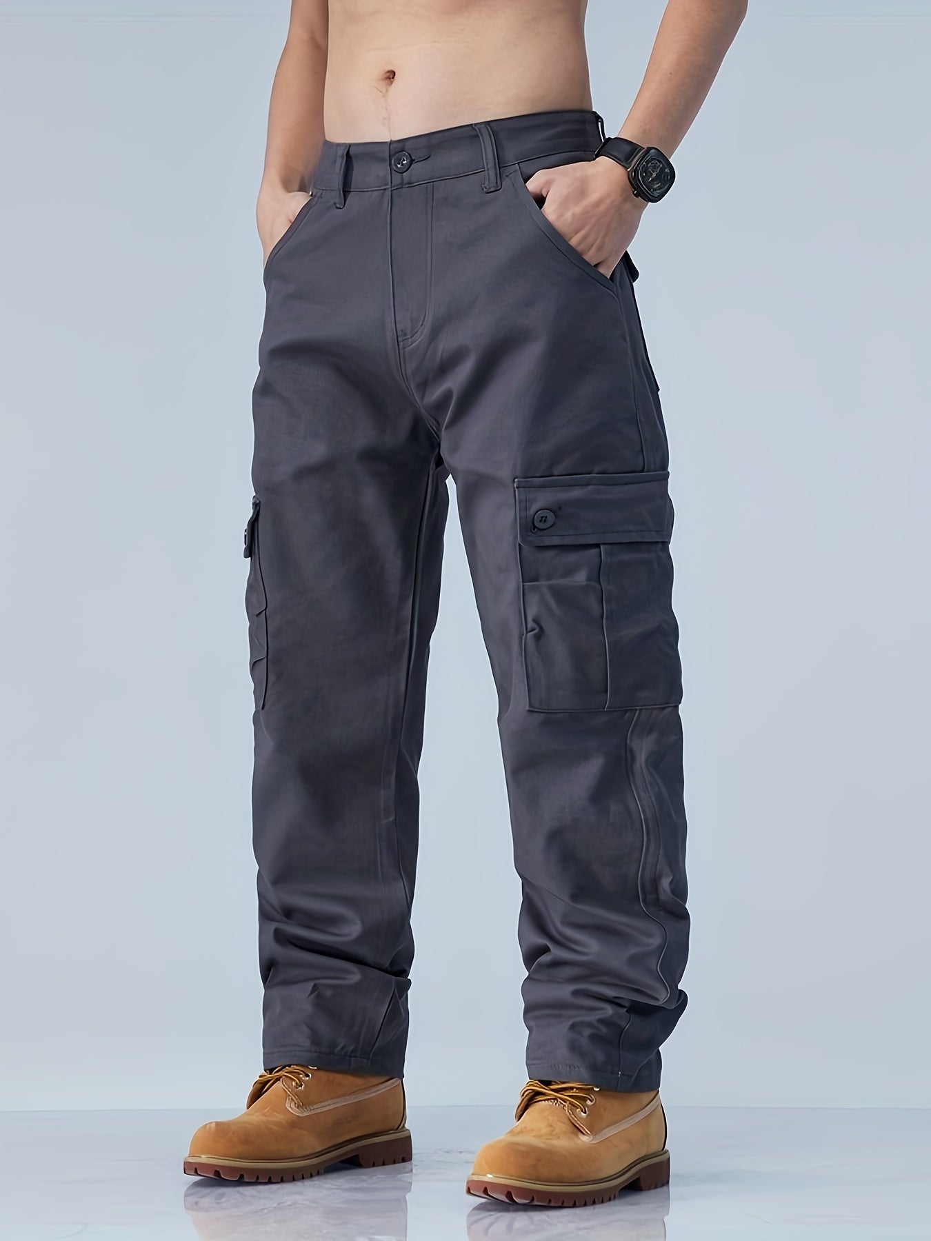 All-Season Essential: Men's Stylish & Comfortable Loose-Fit Cotton Blend Trousers