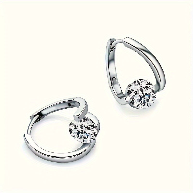 Moissanite  Elegant Sterling Silver Hoop Earrings