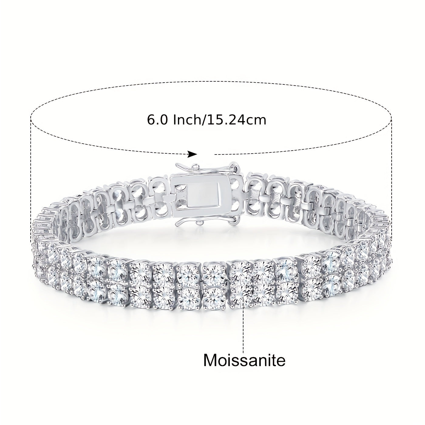 Silver 3MM Double Moissanite Tennis Bracelet