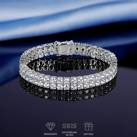 Silver 3MM Double Moissanite Tennis Bracelet