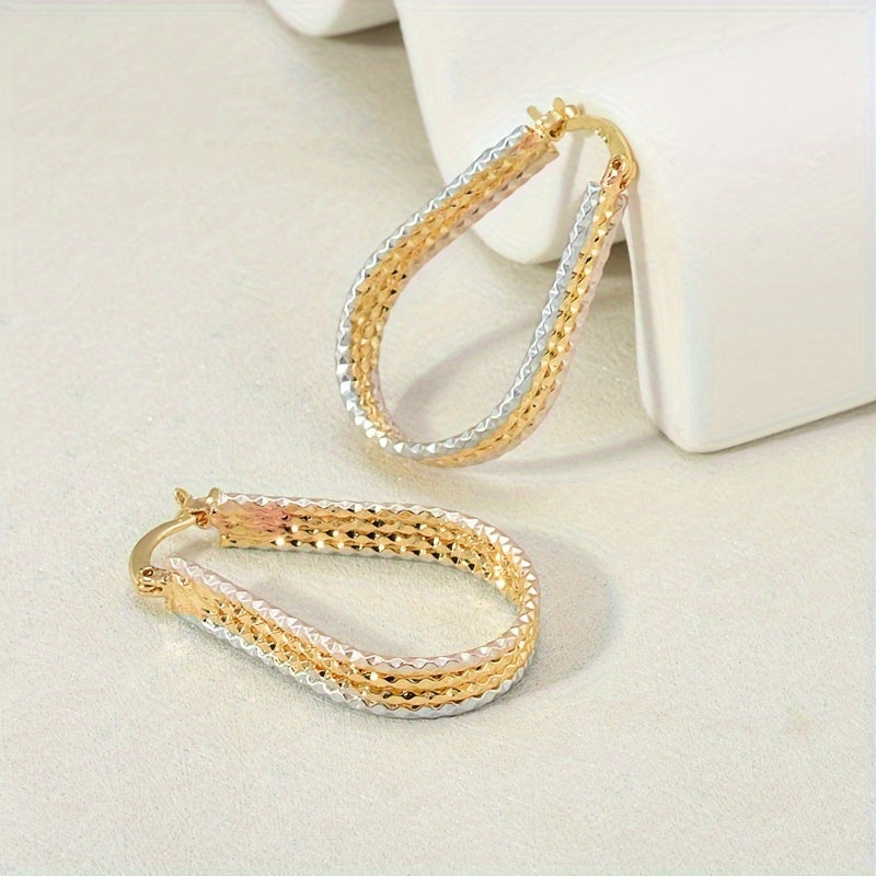 Fashionable and shiny water droplet ripple Hoop earrings