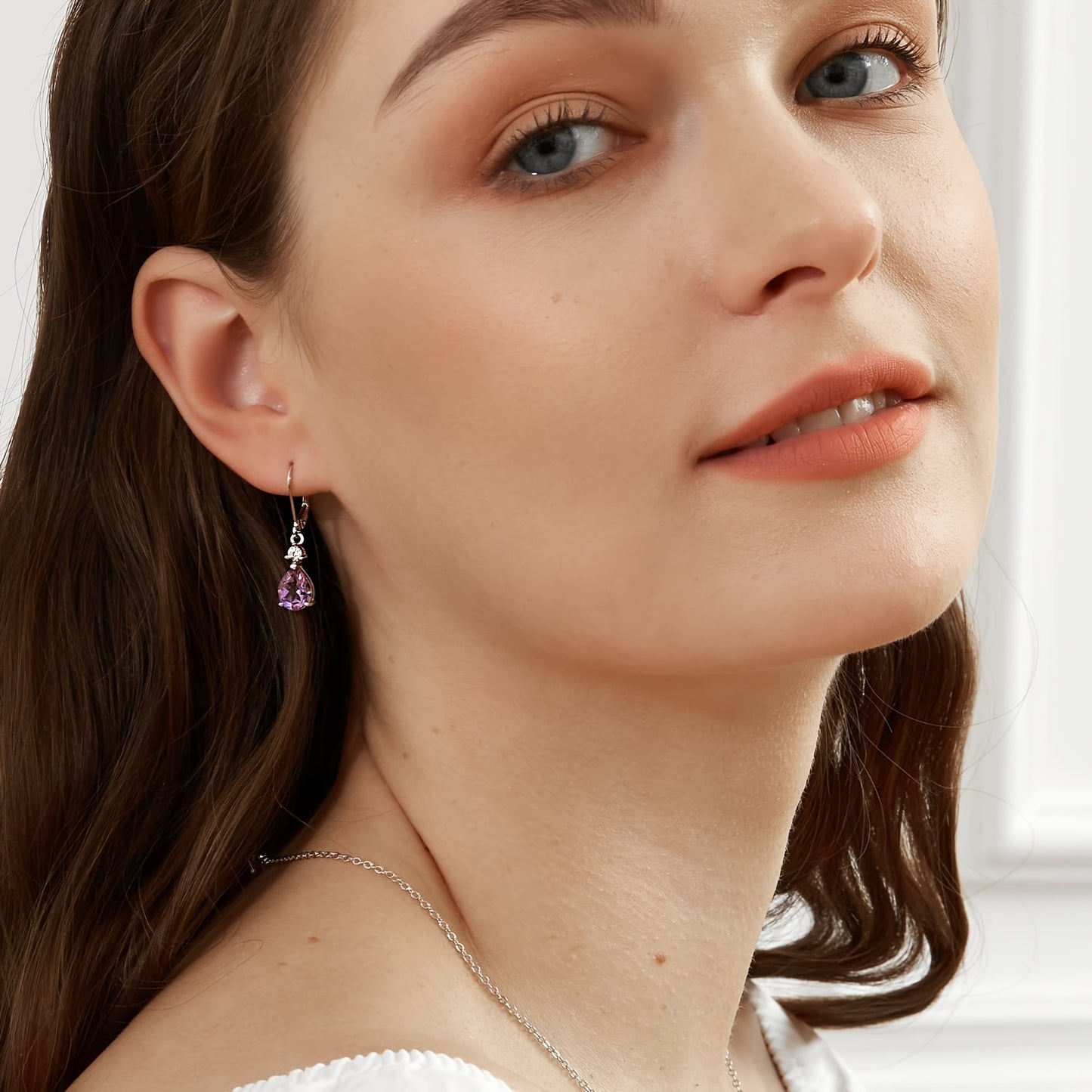 Luxurious Amethyst Teardrop Earrings Sterling Silver