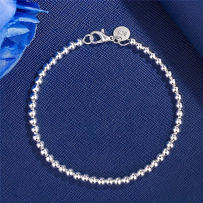 4mm Silvery Beads Elegant Vintage Style Ball Bracelet