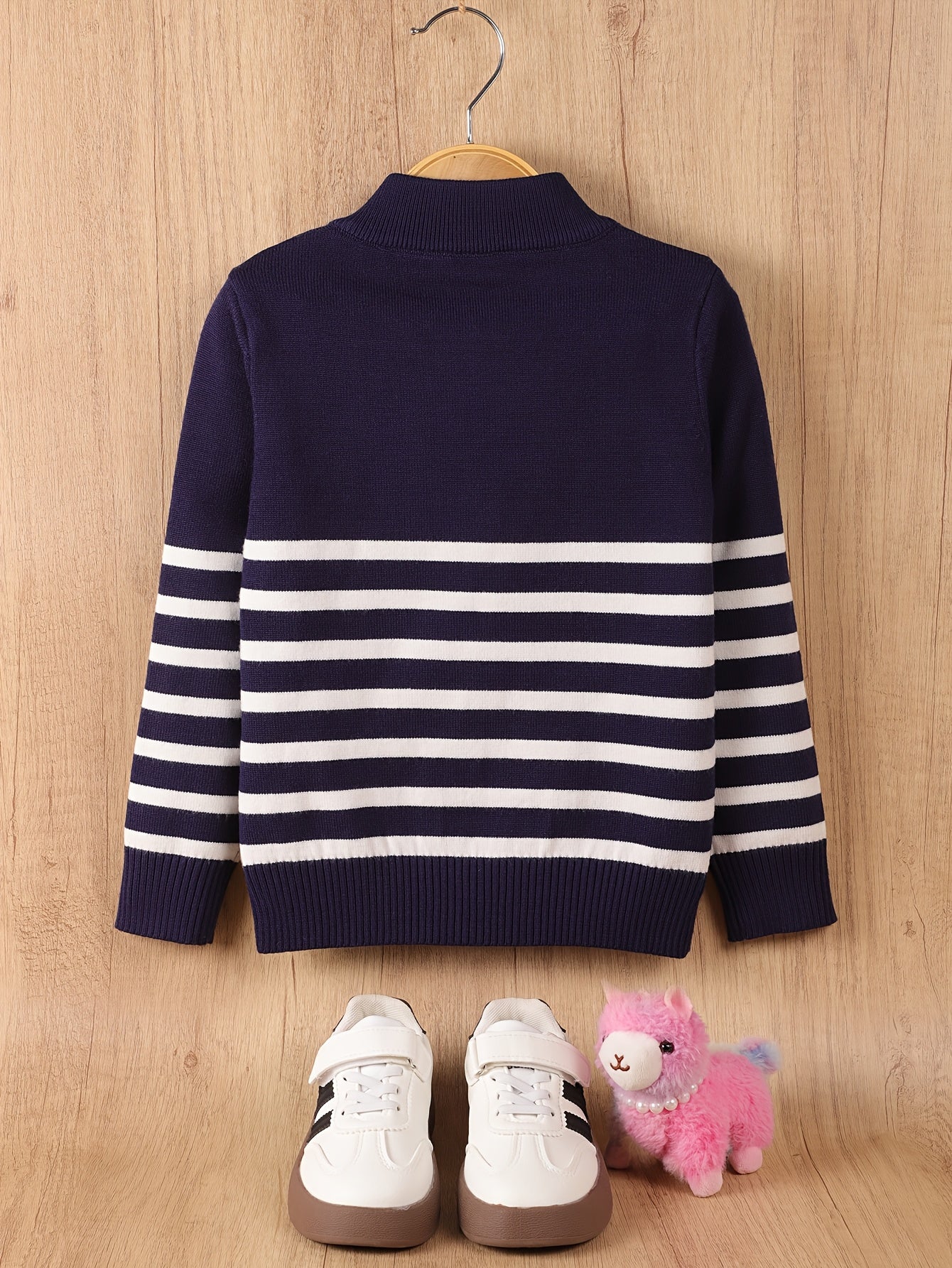 Boys' Casual Striped Half-Zip Knit Sweater