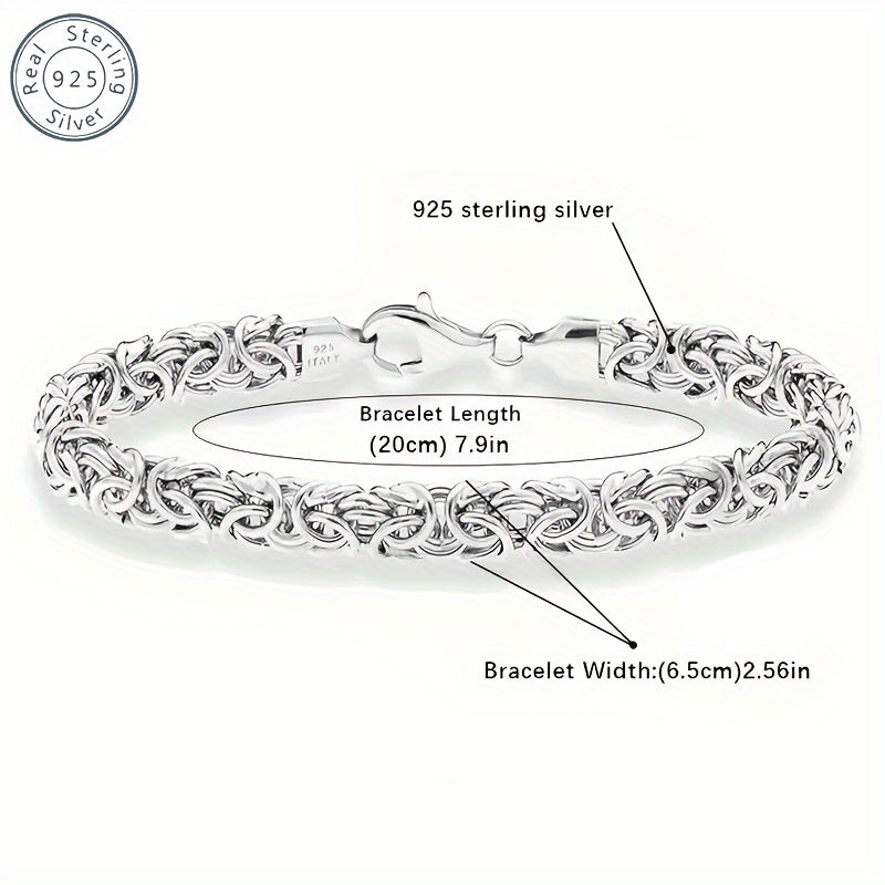 Sterling Silver 6.5mm Twisted Braided Bracelet