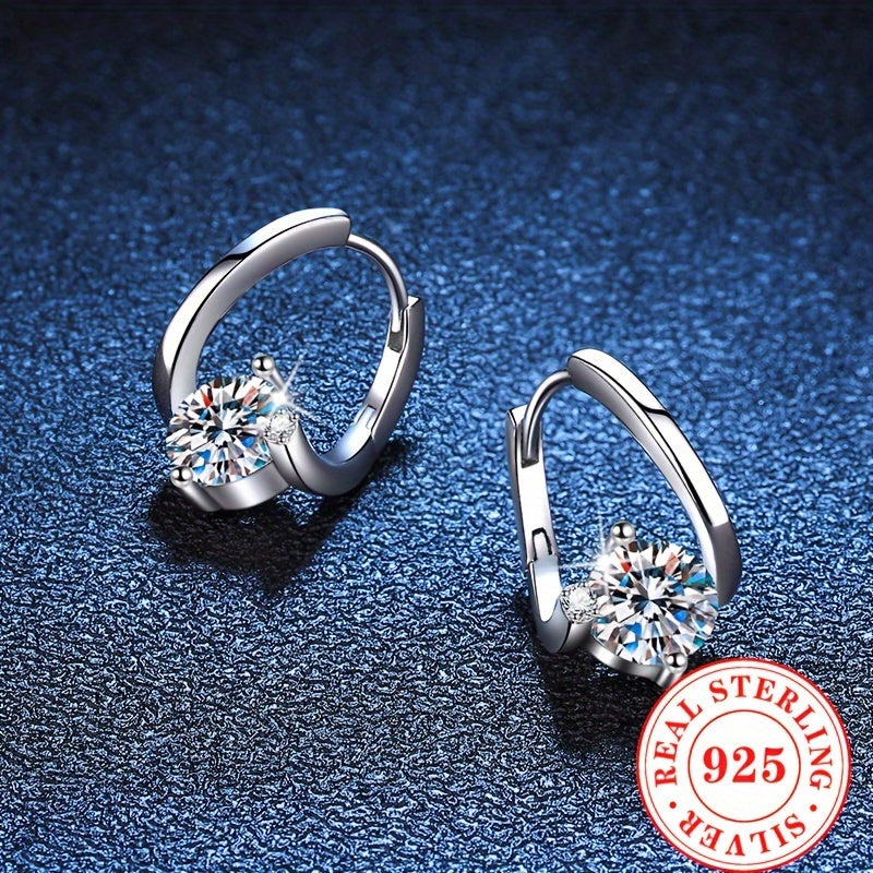 Moissanite  Elegant Sterling Silver Hoop Earrings