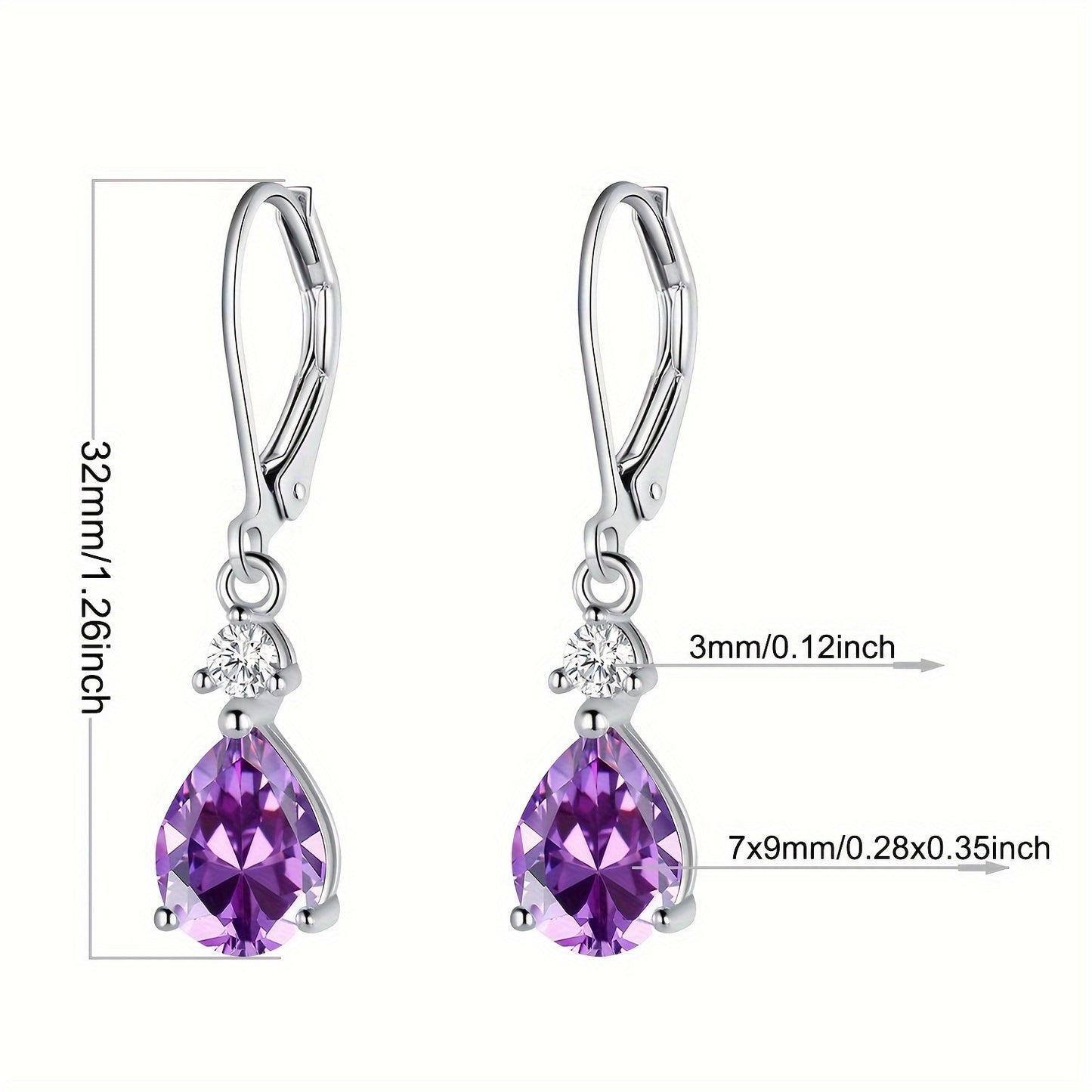 Luxurious Amethyst Teardrop Earrings Sterling Silver