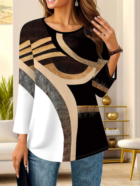 Elegant Geometric Print T-Shirt for Women