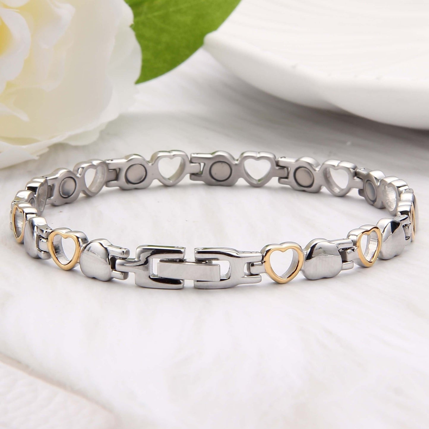 Heart-shaped Magnetic Bracelet Stainless Steel