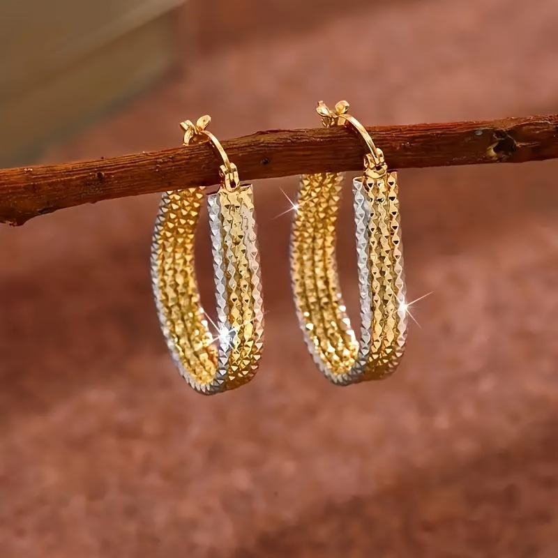 Fashionable and shiny water droplet ripple Hoop earrings