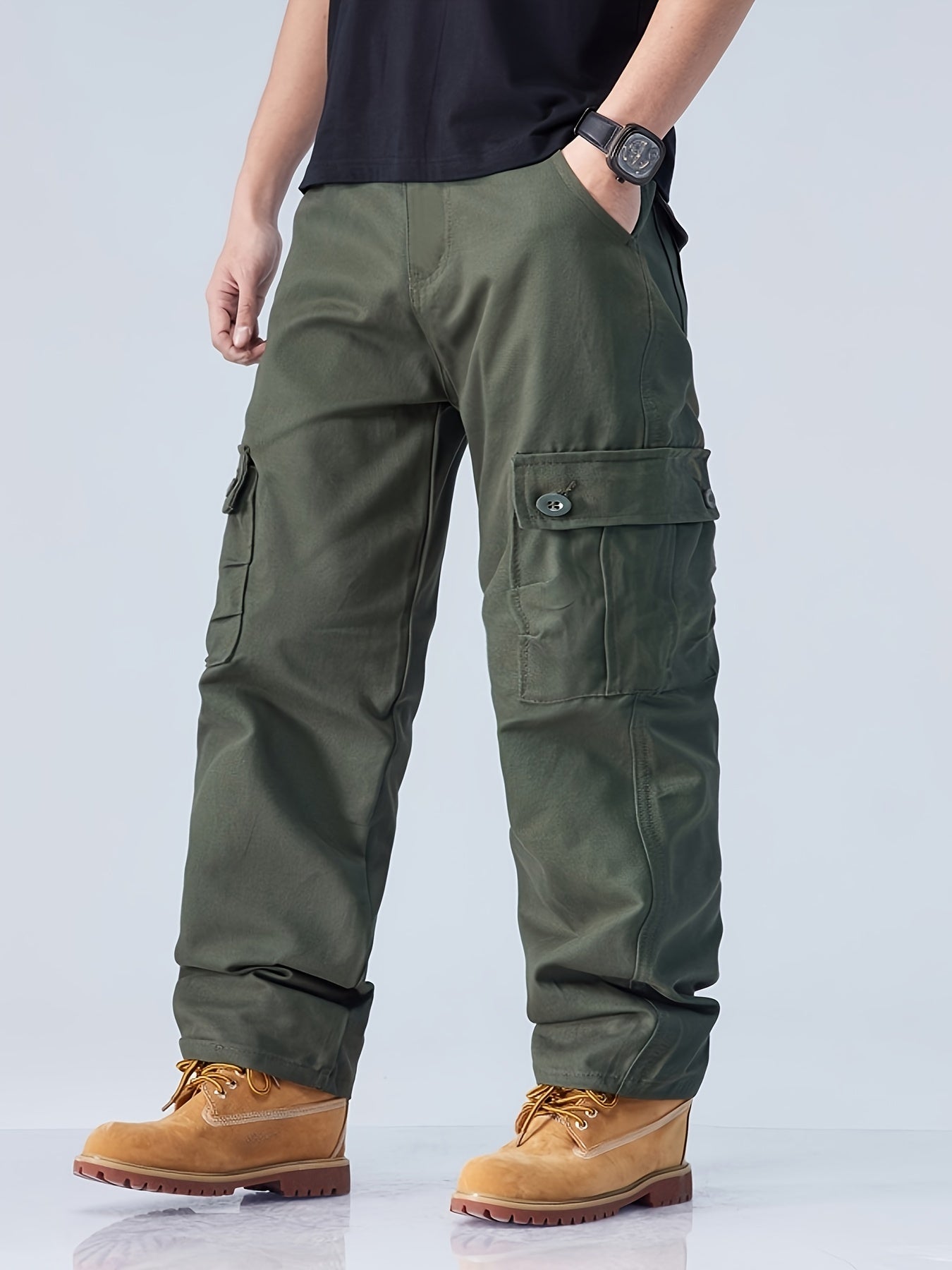 All-Season Essential: Men's Stylish & Comfortable Loose-Fit Cotton Blend Trousers