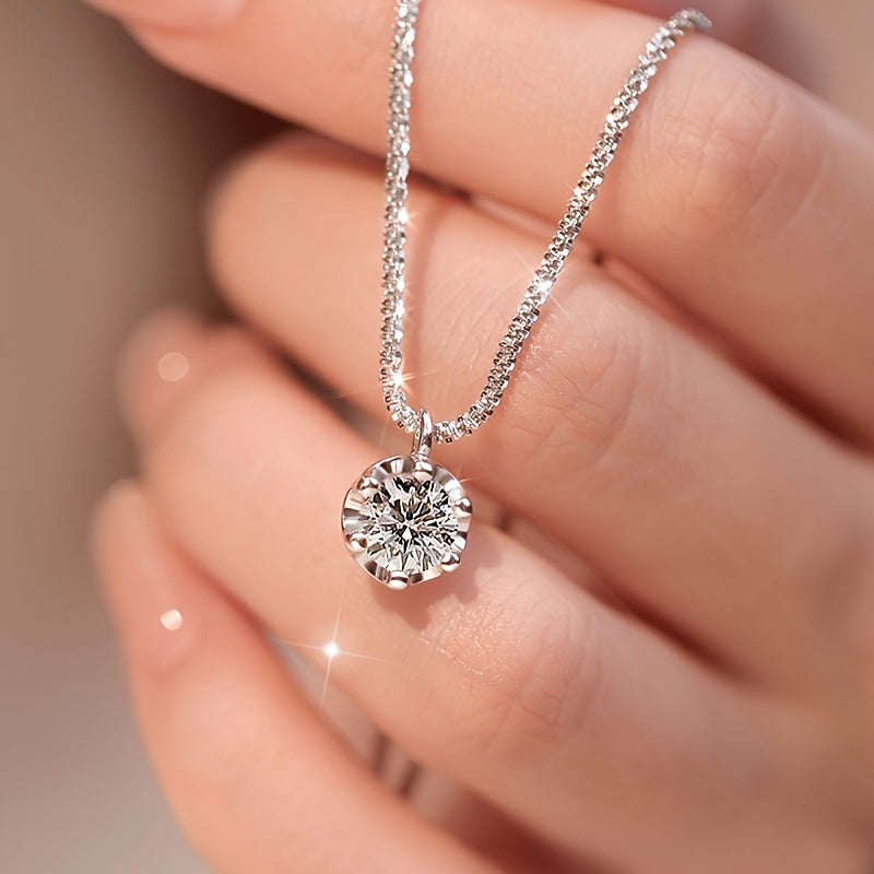 Luxury Round Cut Moissanite Pendant Necklace for Women