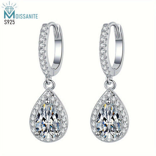 Sterling Silver Water Drop Moissanite Earrings