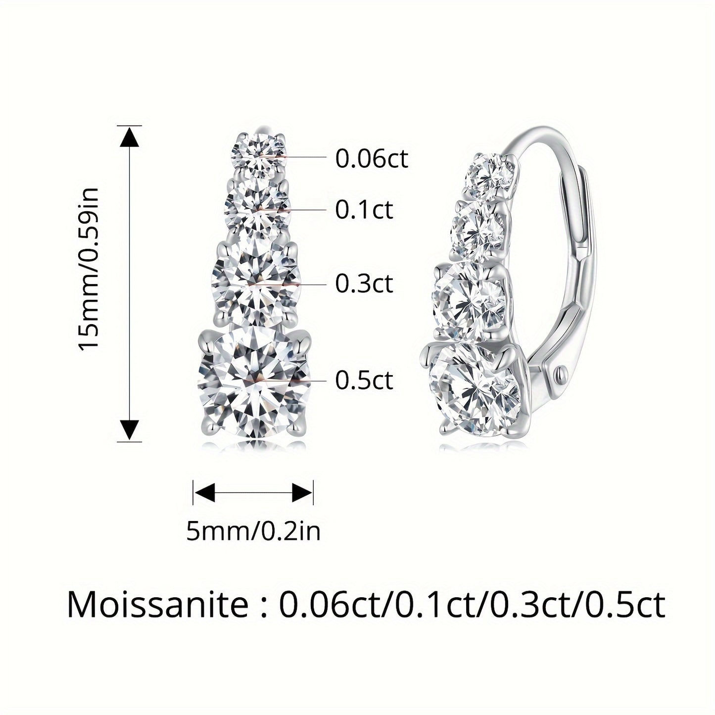 Luxurious Moissanite Hoop Earrings Sterling Silver