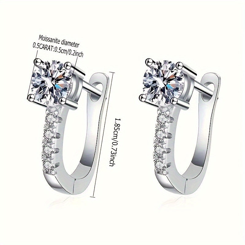 1 Pair  Sterling Silver 0.5*2carat Earrings