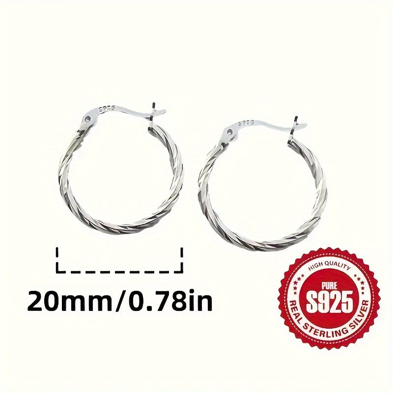 Sterling Silver Minimalist Geometric Twist Circle Hoop Earrings