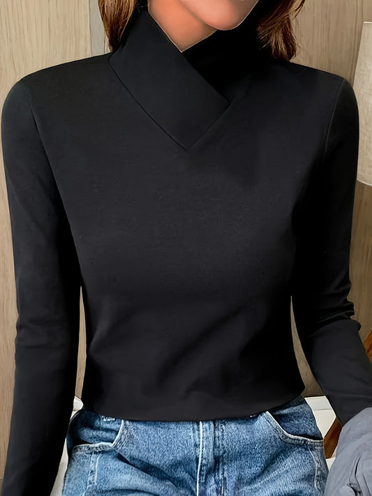 Solid Mock Neck T-Shirt