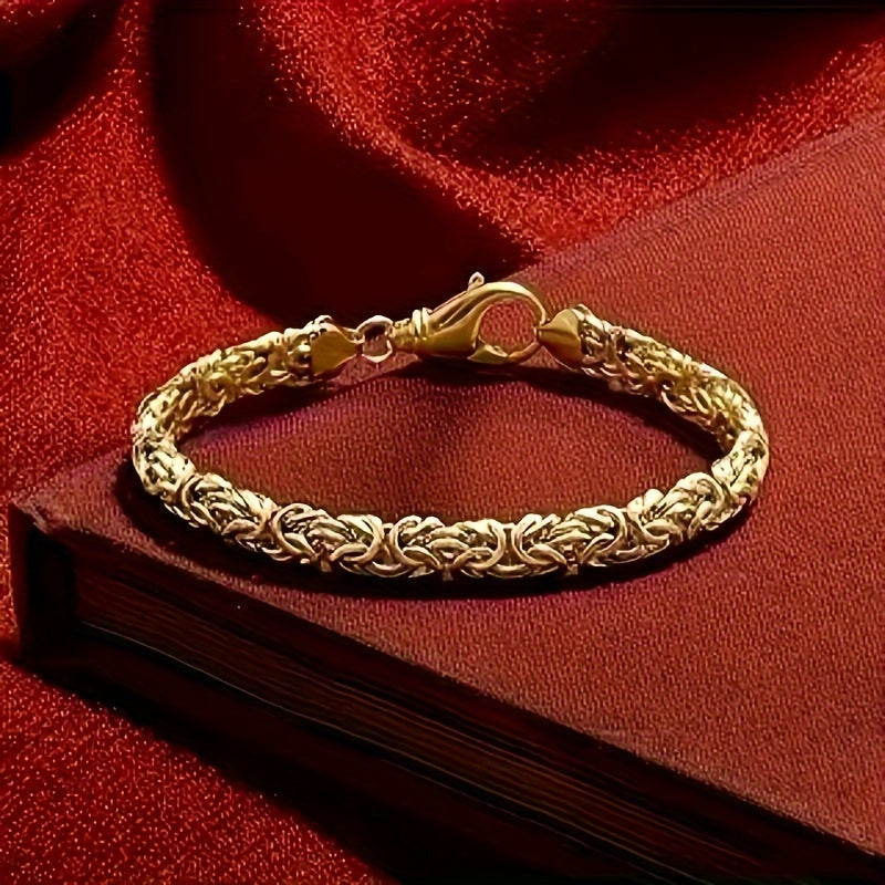 18-karat Gold Plated Byzantine Thick Chain Bracelet