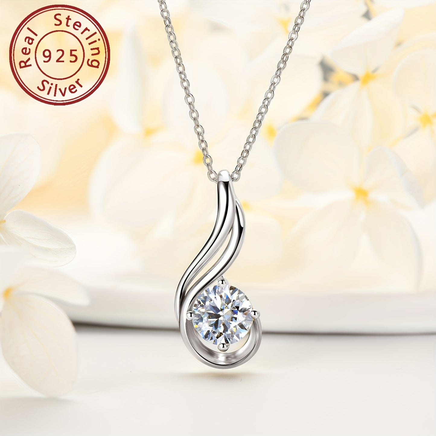 Silver 1 Carat Moissanite Necklace