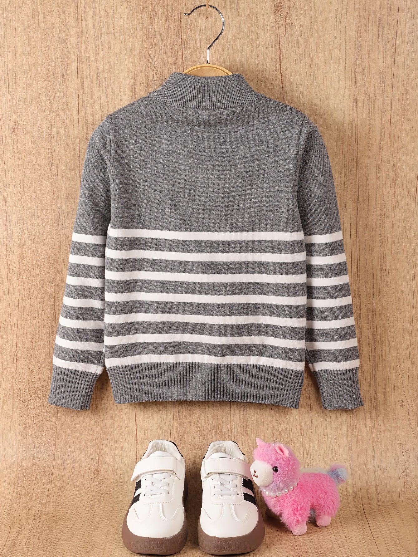 Boys' Casual Striped Half-Zip Knit Sweater