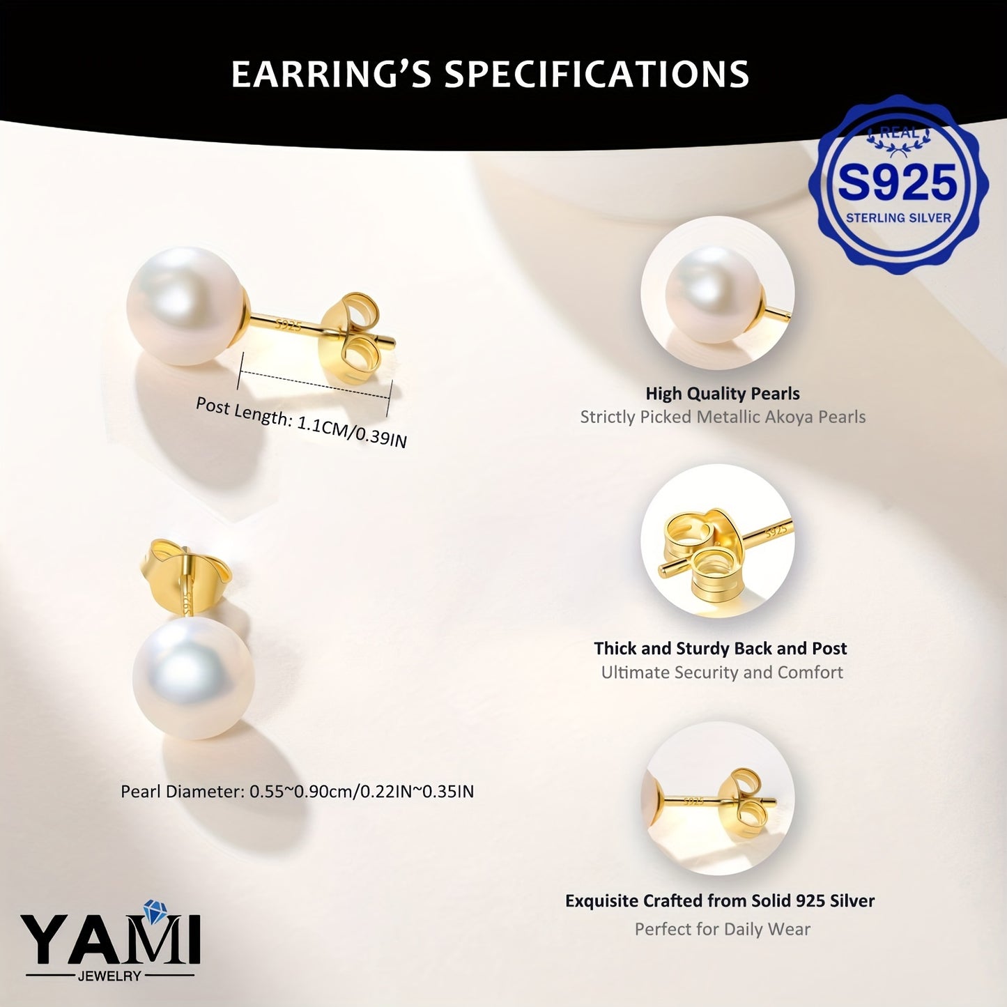 Luxurious 5.5-9.0MM Round Akoya Cultured Pearl Earrings