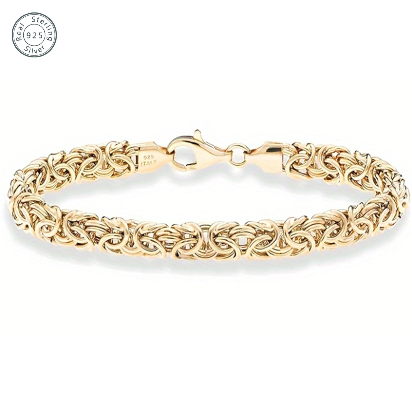 18-karat Gold Plated Byzantine Thick Chain Bracelet