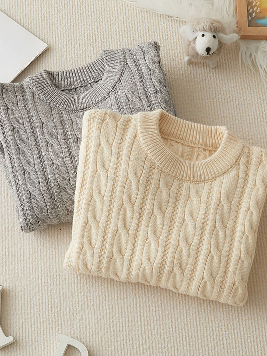 Boys' Cozy Cable Knit Sweater Fall/Winter, Soft & Stretchy Fabric