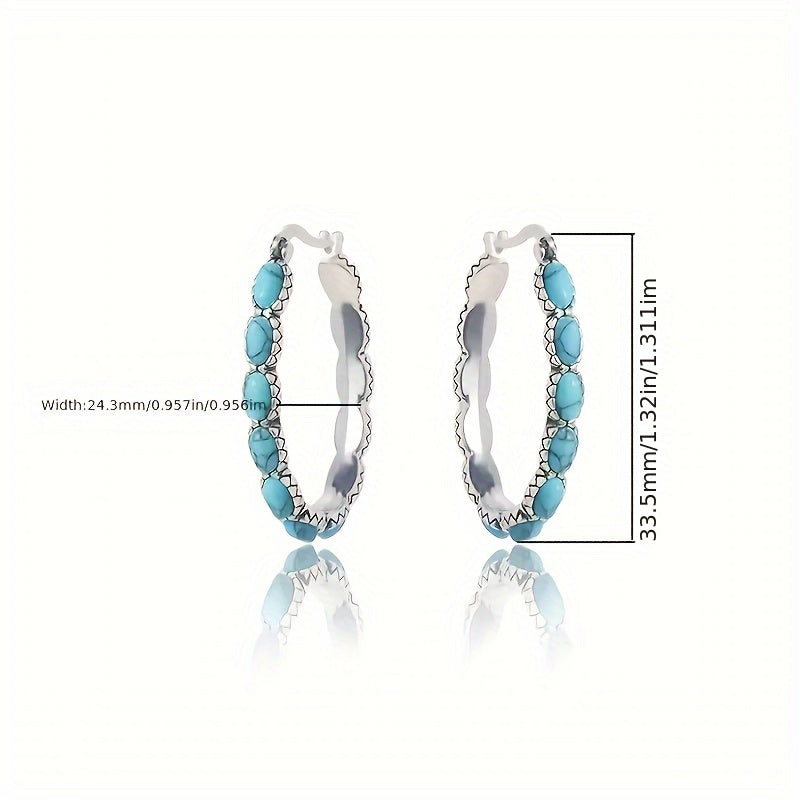 Silver Turquoise Hoop Earrings