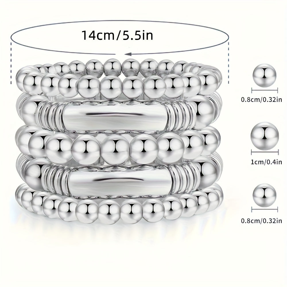 Trendy Monochrome Beaded Multi-Layer Bracelet