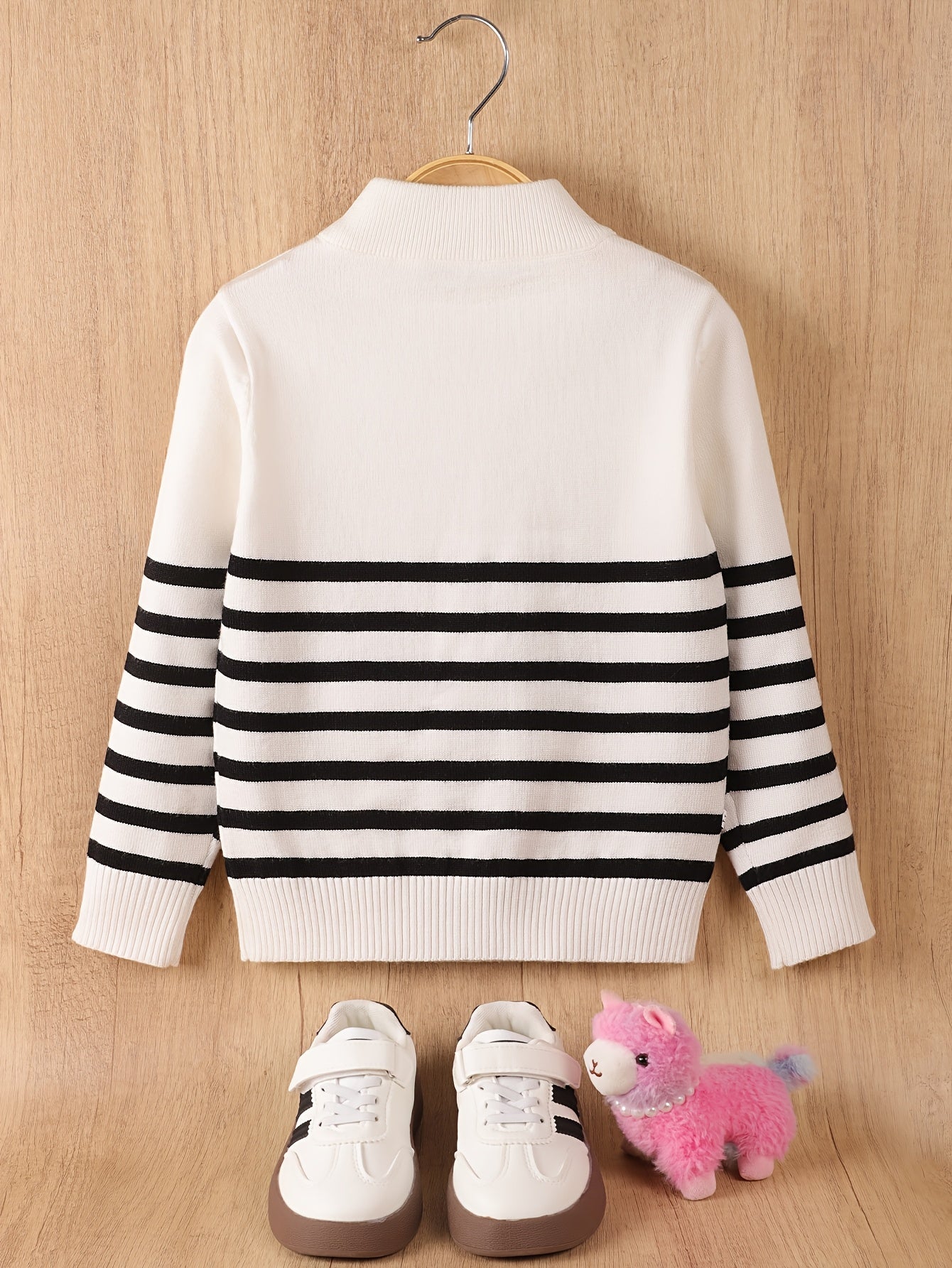 Boys' Casual Striped Half-Zip Knit Sweater