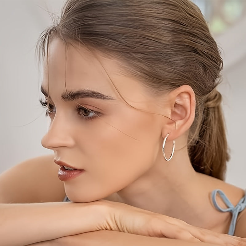 Sterling Silver Lightweight Fashion Hoop Earrings