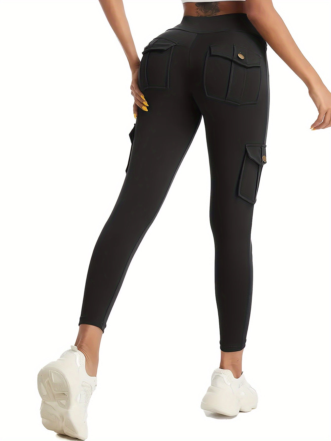 2Pcs Women's High-Waisted Pocket Cargo Fitness Pants