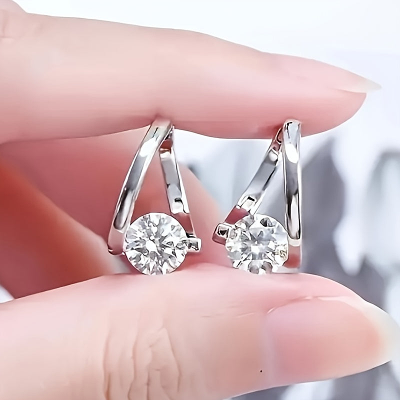 Moissanite  Elegant Sterling Silver Hoop Earrings